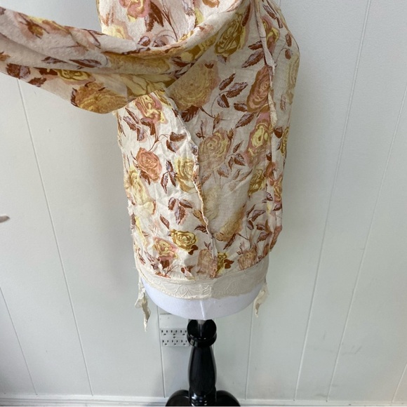 Free People Intimately Everything's Rosy Bodysuit In Tea Combo SZ XS Bell Sleeve - Picture 7 of 16